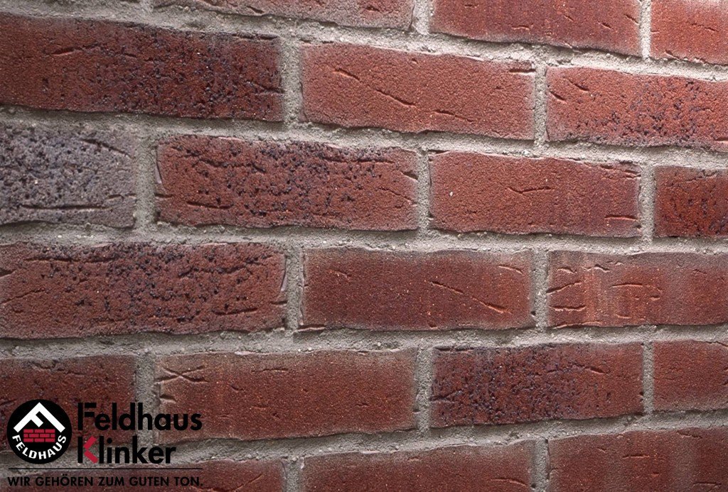 Фасадная плитка ручной формовки Feldhaus Klinker R664 Sintra cerasi aubergine NF14, 240*14*71 мм
